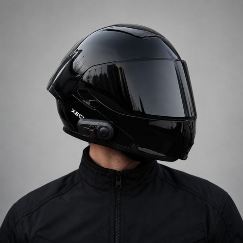 CASCO XECURO ABATIBLE NEGRO BRILLO +BLUETOOHT