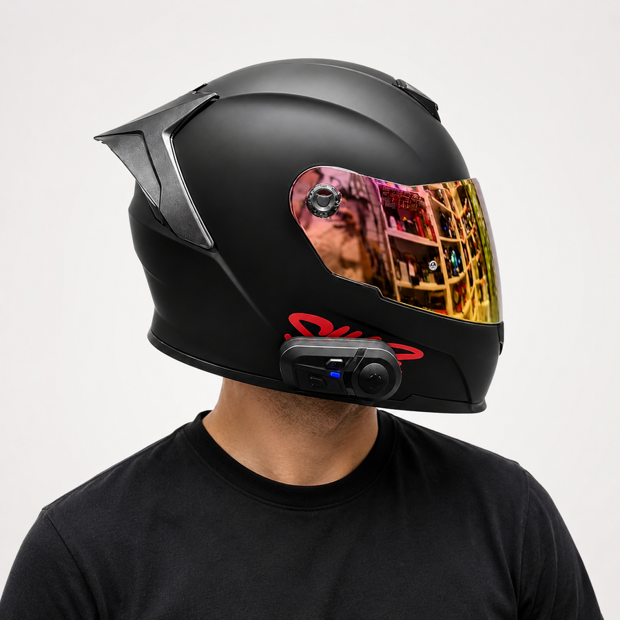 CASCO SHAFTH 502 NEGRO ROJO +BLUETHO