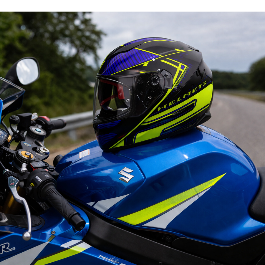 CASCO FF320 EVO LEVEL AZUL AMARILLO