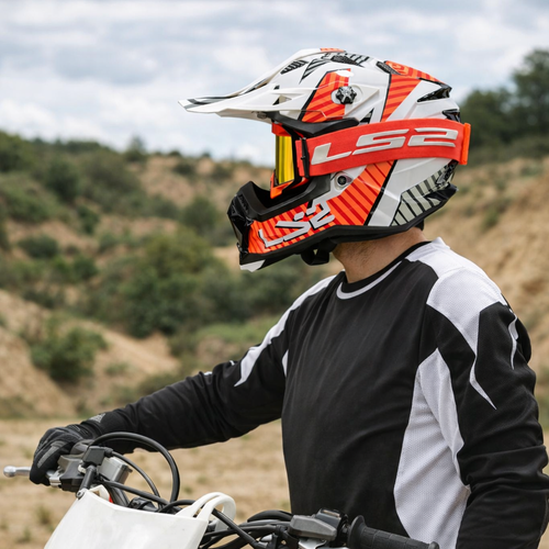 CASCO LS2 MX700 ASTRO NARANJA BLANCO C/LENTES