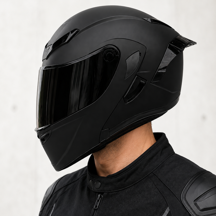 CASCO NEGRO MATE ABATIBLE XT902