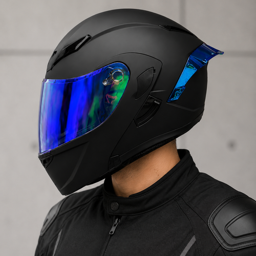 CASCO NEGRO MATE ABATIBLE XT902