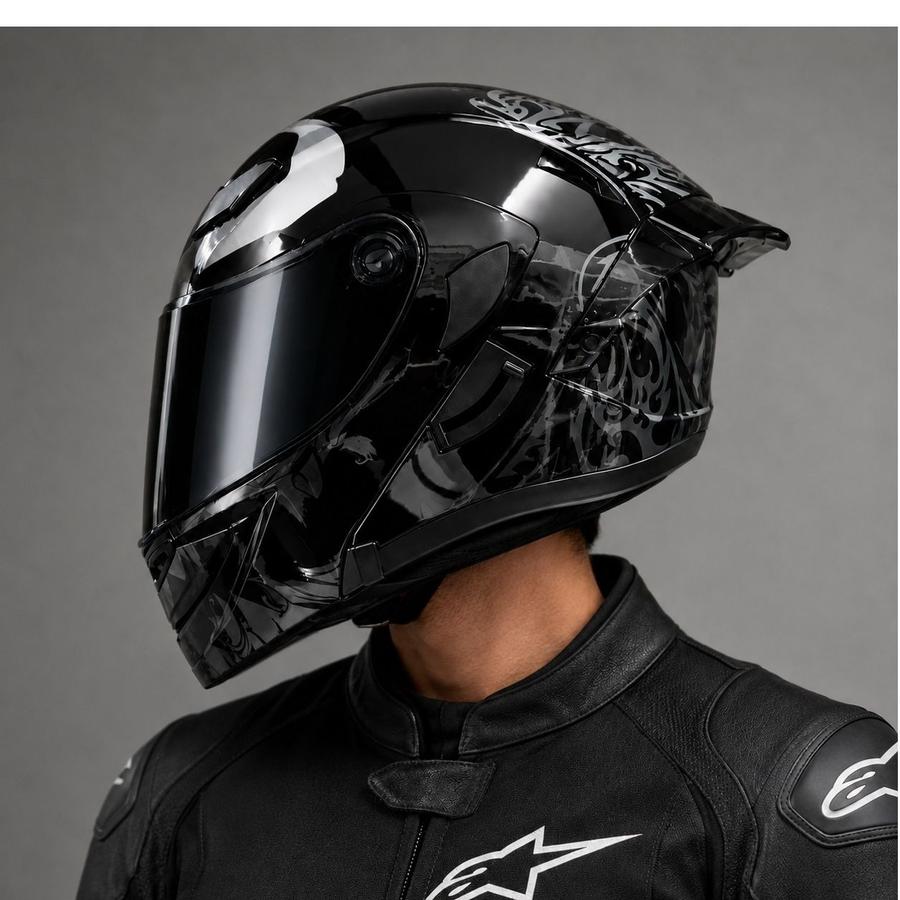 CASCO NEGRO BRILLO DEMON ABATIBLE XT 902