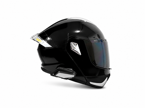 CASCO NEGRO MATE PLATA CON LUZ+BLUTOOHT