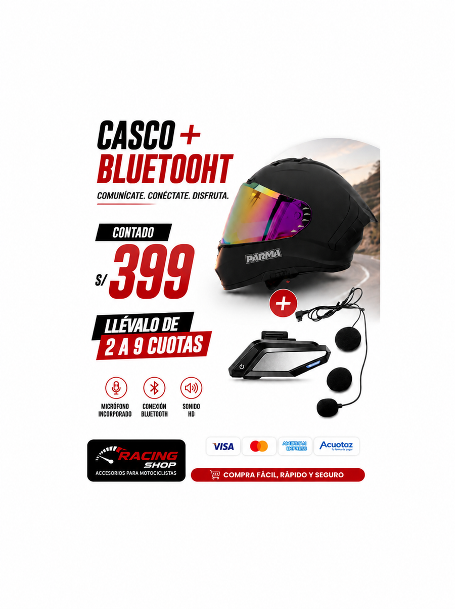 CASCO PARMA NEGRO MATE+BLUETOOHT