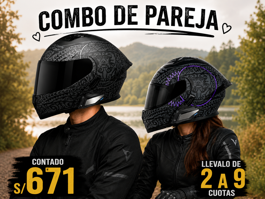 COMBO DE PAREJA CASCO KRATOZ ABATIBLE K35+BLUETOOHT