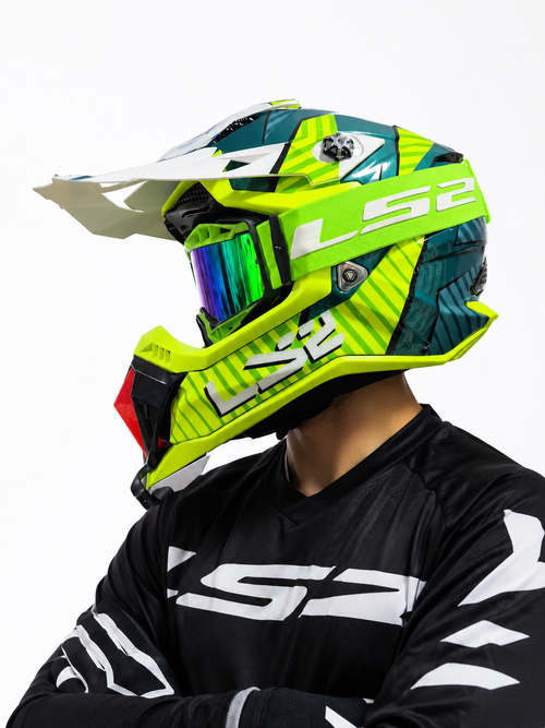 CASCO LS2 MX700 EVO GAMAX ROJO AZUL C/LENTES