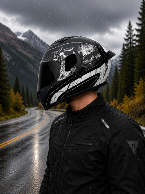 CASCO ABATIBLE K35 DESTRO GRIS NEGRO BRILLO