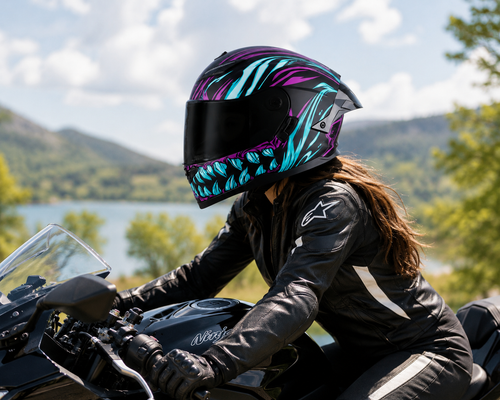 CASCO ABATIBLE FF916 KNULL NEGRO MORADO