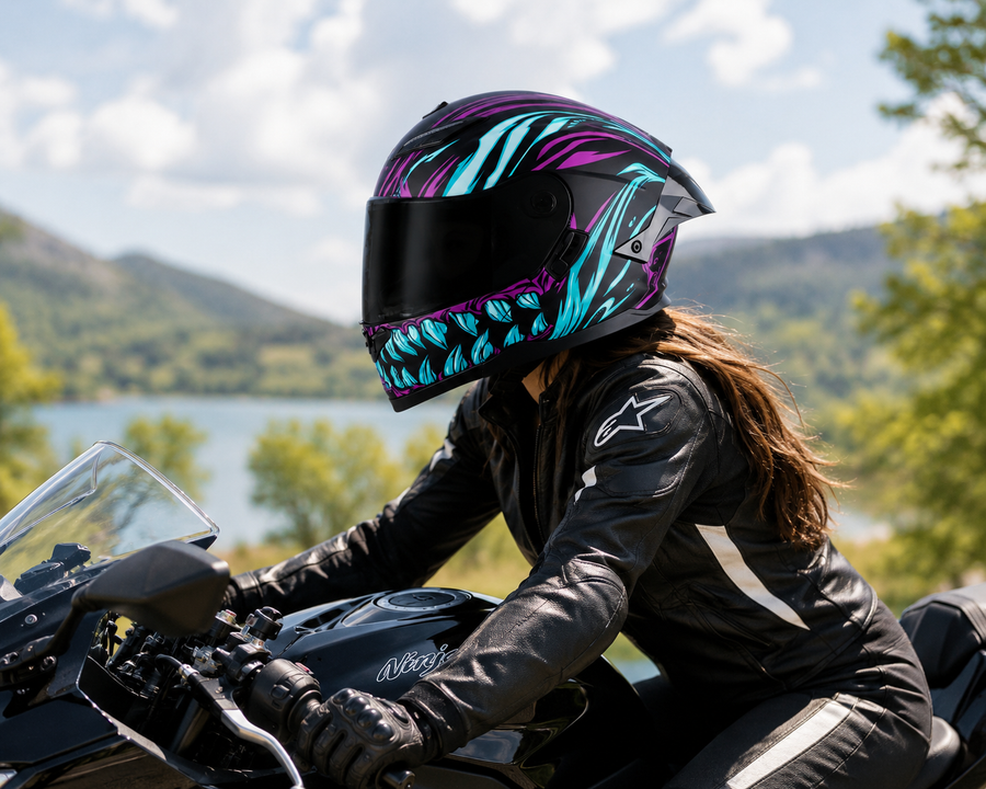 CASCO ABATIBLE FF916 KNULL NEGRO MORADO