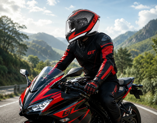 CASCO JHM 802 NEGRO ROJO BRILLO 
