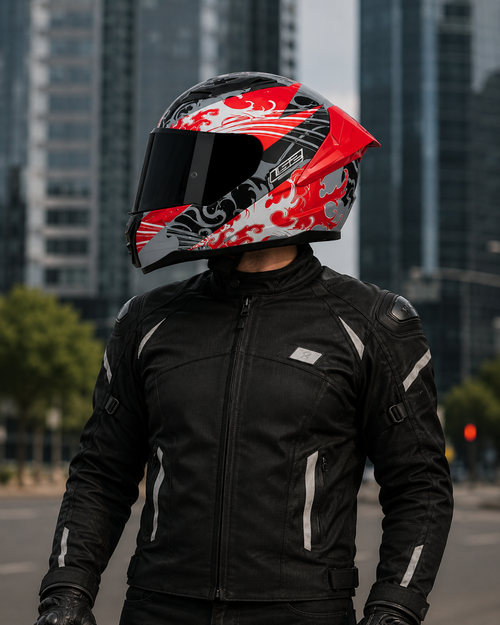 CASCO FF810 KAME NEGRO MATE ROJO