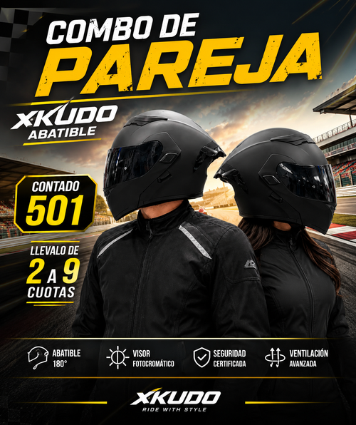 CASCO XKUDO 169 ABATIBLE NEGRO MATE