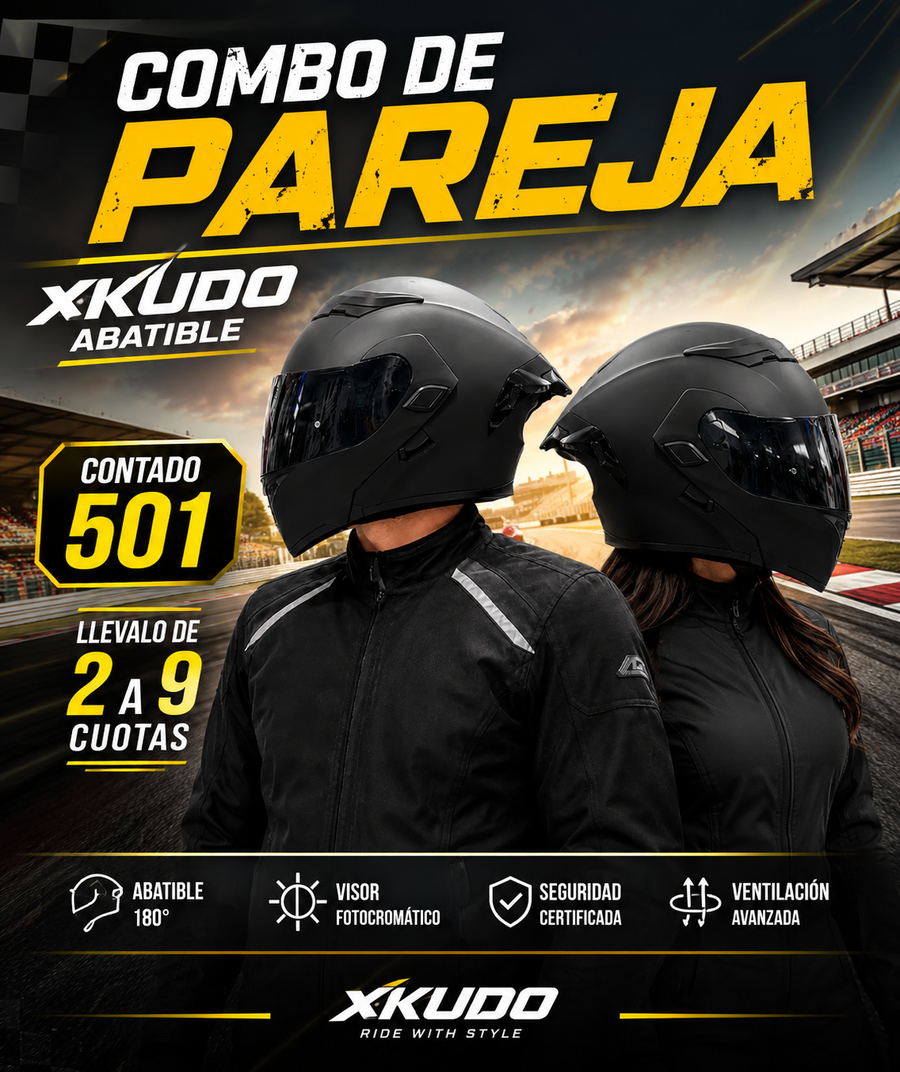 CASCO XKUDO 169 ABATIBLE NEGRO MATE