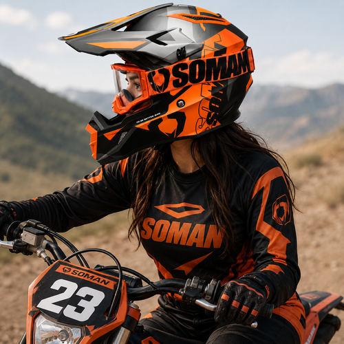 CASCO M11 NEGRO MATE NARANJA
