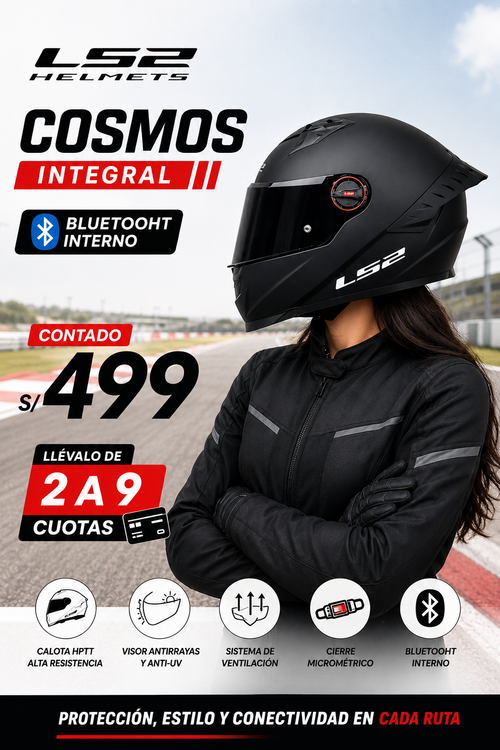 CASCO LS2 FF816 COSMOS NEGRO MATE
