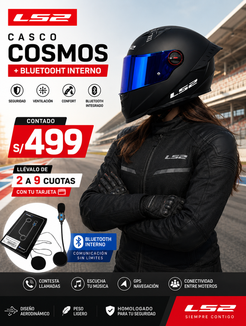 CASCO LS2 FF816 COSMOS NEGRO MATE AZUL