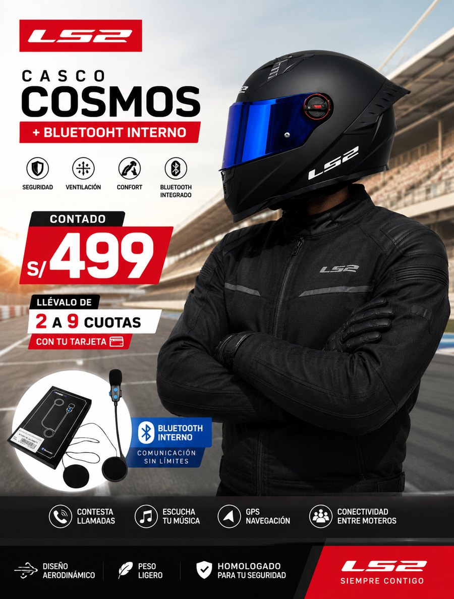 CASCO LS2 FF816 COSMOS NEGRO MATE AZUL