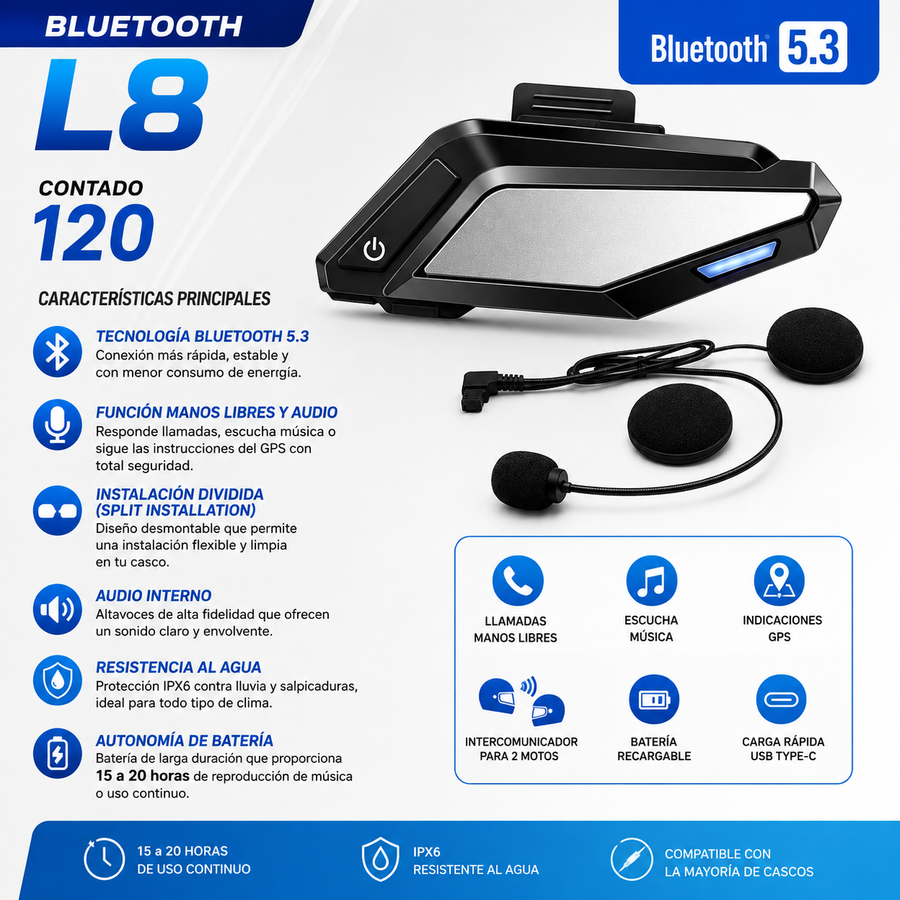 BLUETOOTH PARA CASCO 