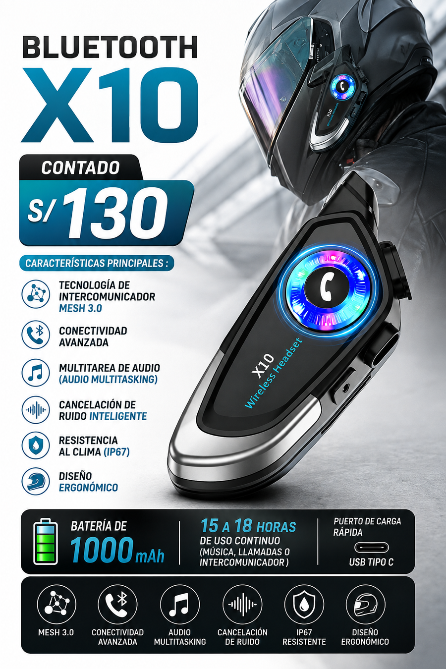 BLUETOOTH PARA CASCO 