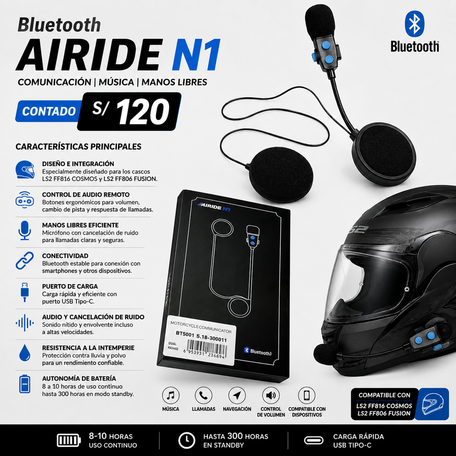 BLUETOOTH PARA CASCO LS2 FF816
