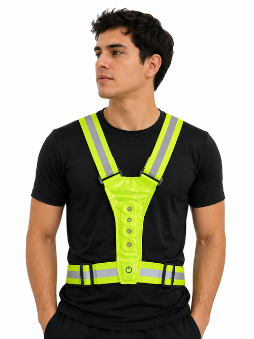 CHALECO REFLECTIVO TIPO ARNES CON LUCES LED INTEGRADAS