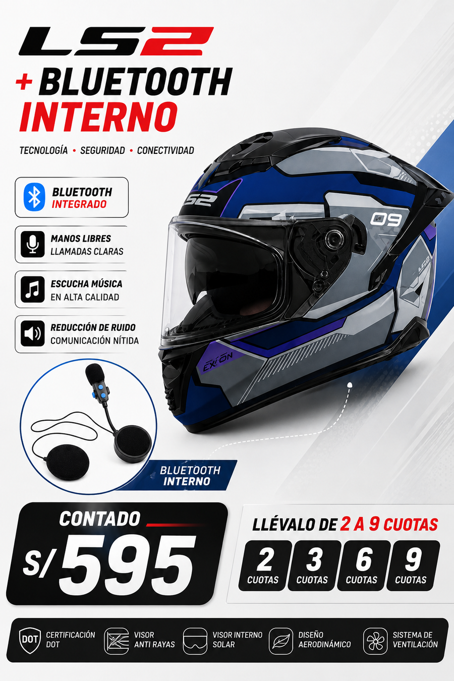 CASCO LS2+BLUETOOTH INTERNO