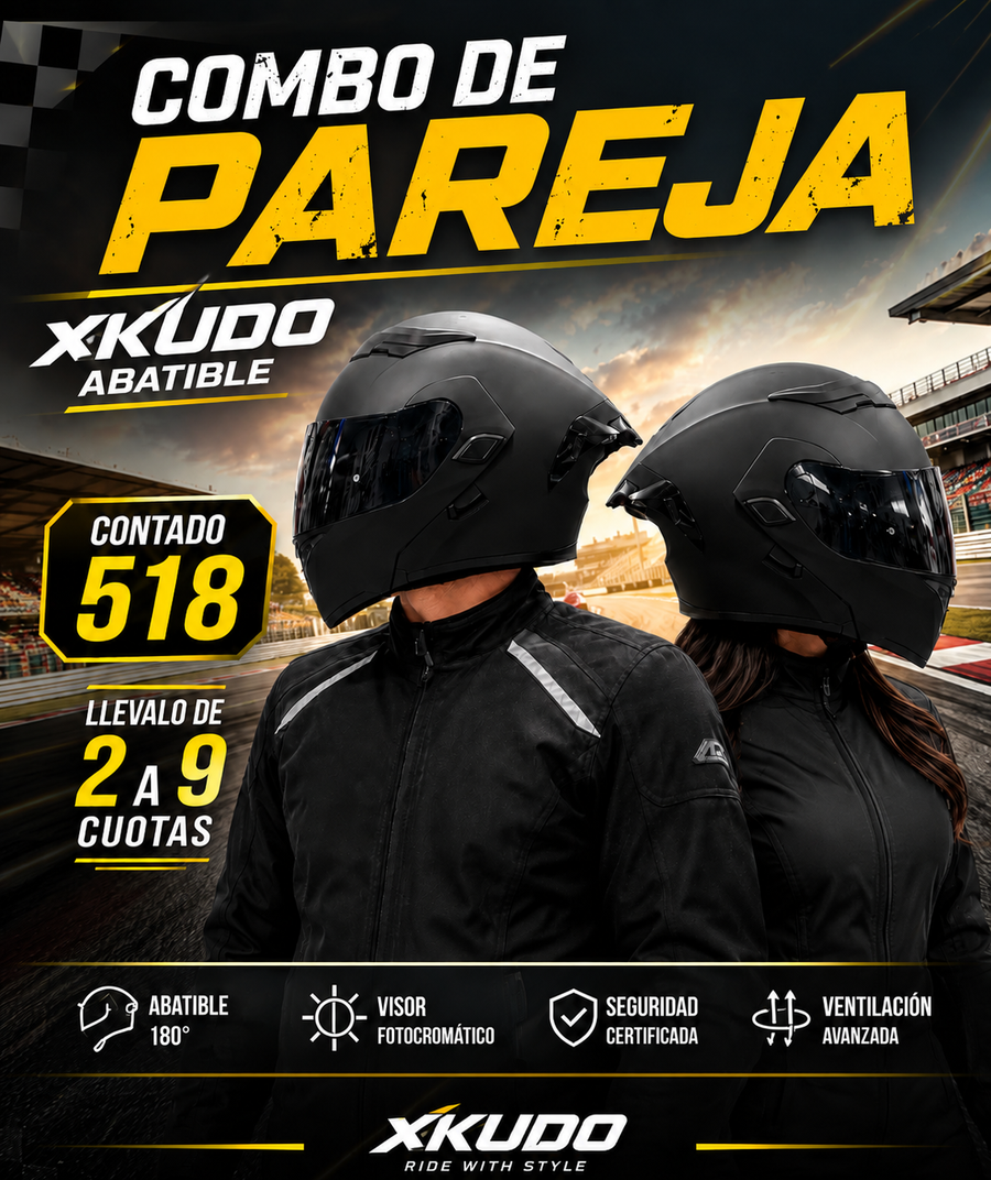 CASCO XKUDO 169 ABATIBLE NEGRO MATE