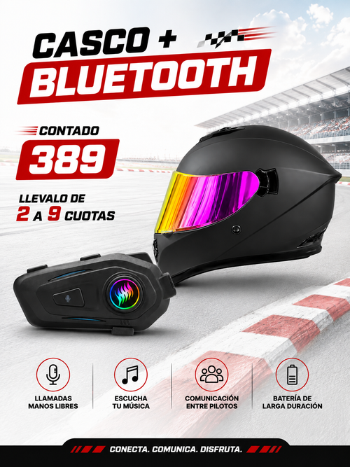CASCO INTEGRAL HK2 NEGRO+BLUTOOTH