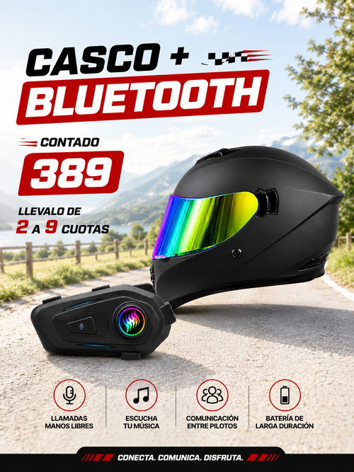 CASCO INTEGRAL HK2 NEGRO+BLUTOOTH