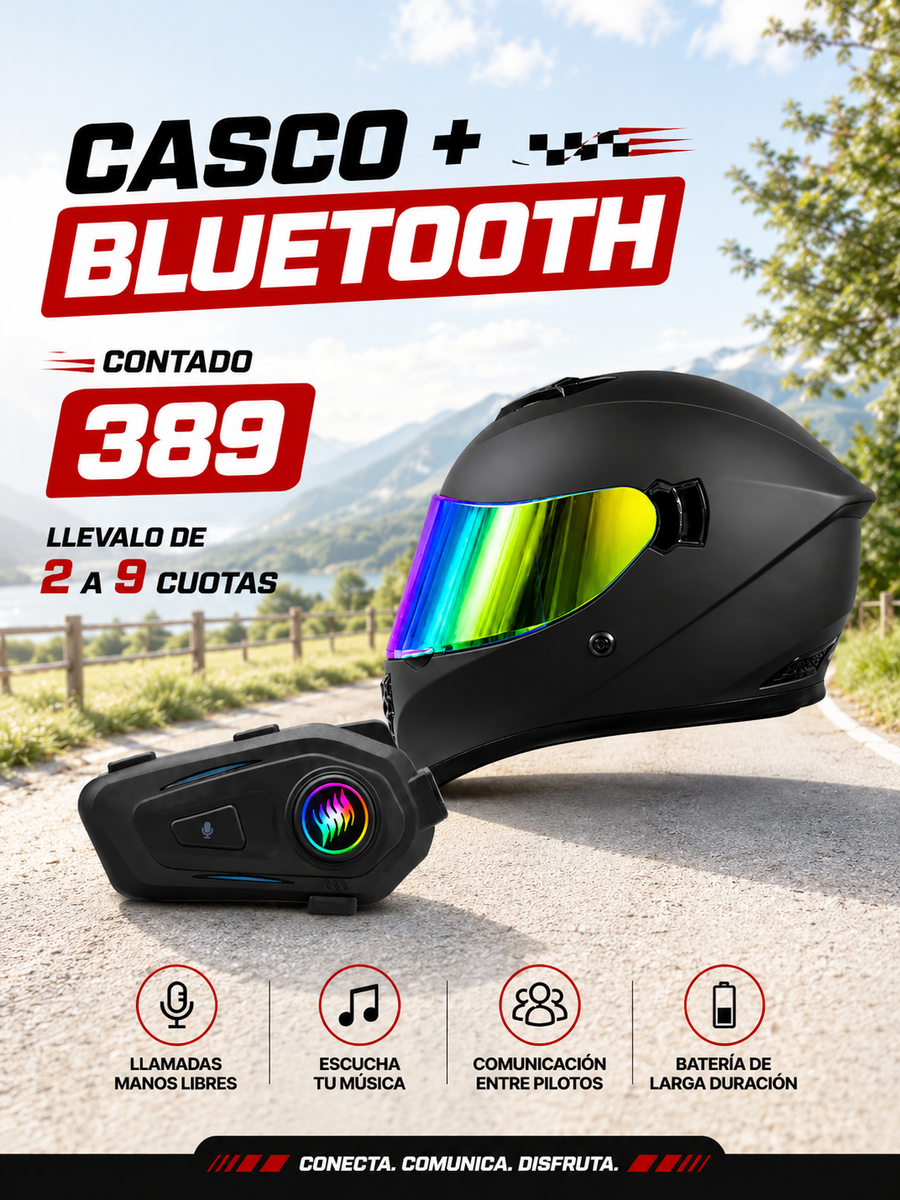 CASCO INTEGRAL HK2 NEGRO+BLUTOOTH
