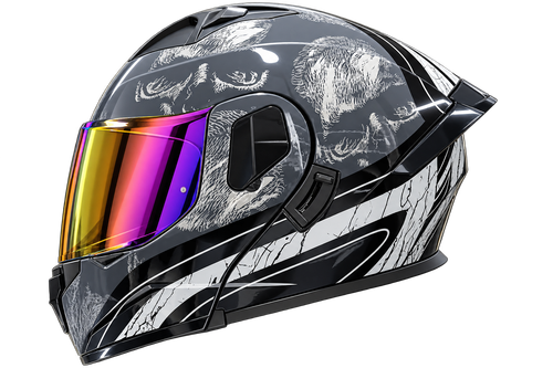 CASCO ABATIBLE K35 DESTRO GRIS NEGRO BRILLO