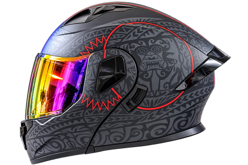 CASCO KRATOZ ABATIBLE K35 RUNAK GRIS MATE/ROJO