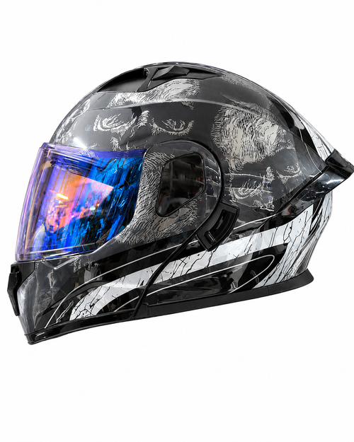 CASCO ABATIBLE K35 DESTRO GRIS NEGRO BRILLO