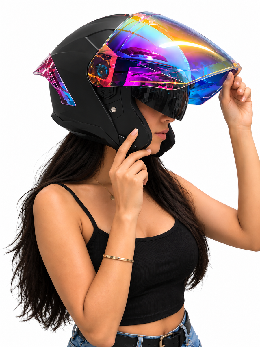CASCO KT817 OPEN FACE NEGRO MATE ROSA