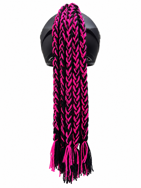 TRENZA DE LANA FUCCIA NEGRO