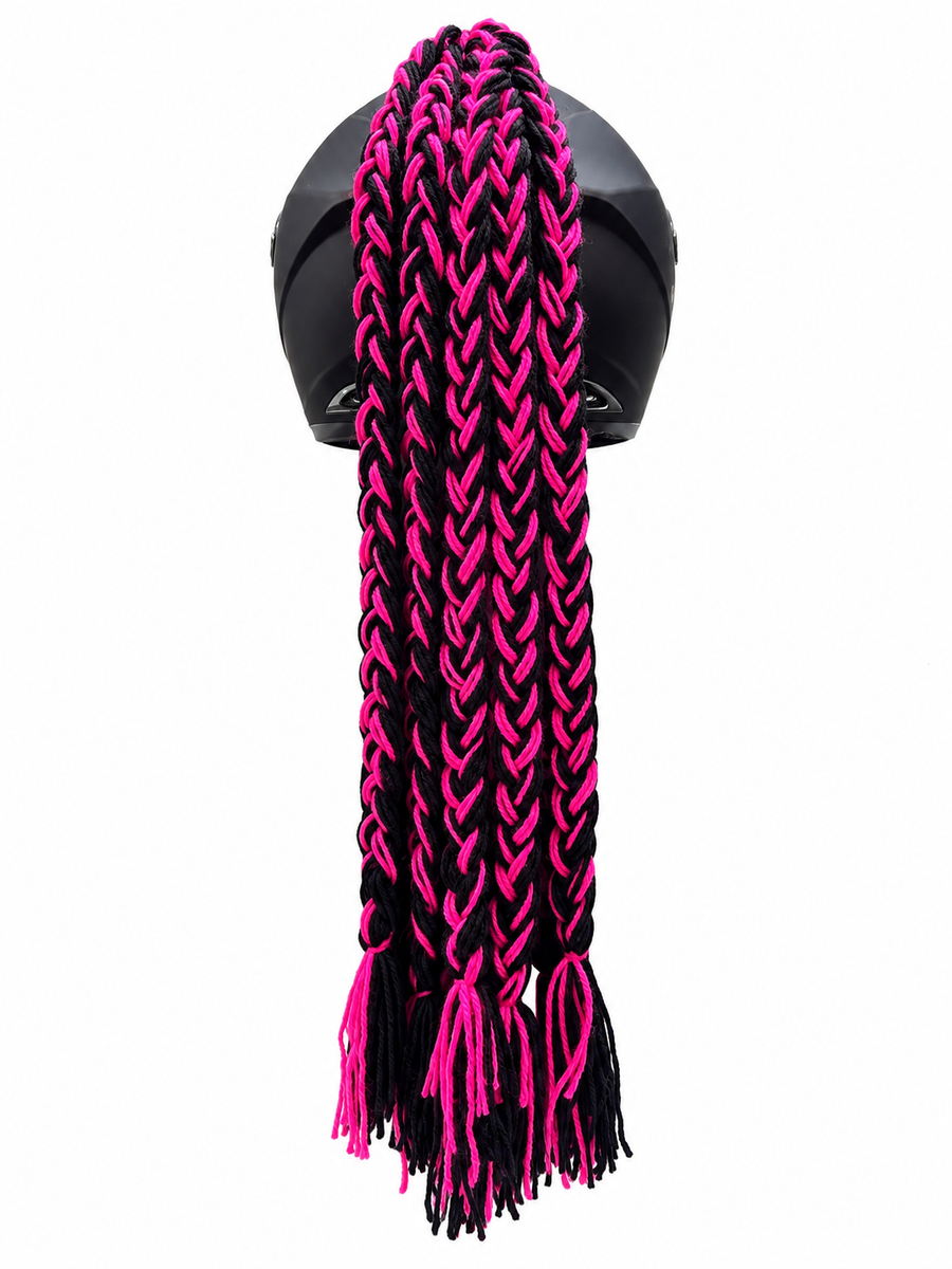 TRENZA DE LANA FUCCIA NEGRO