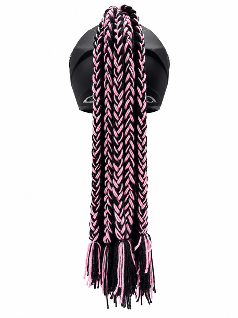TRENZA DE LANA ROSA PALO CON NEGRO