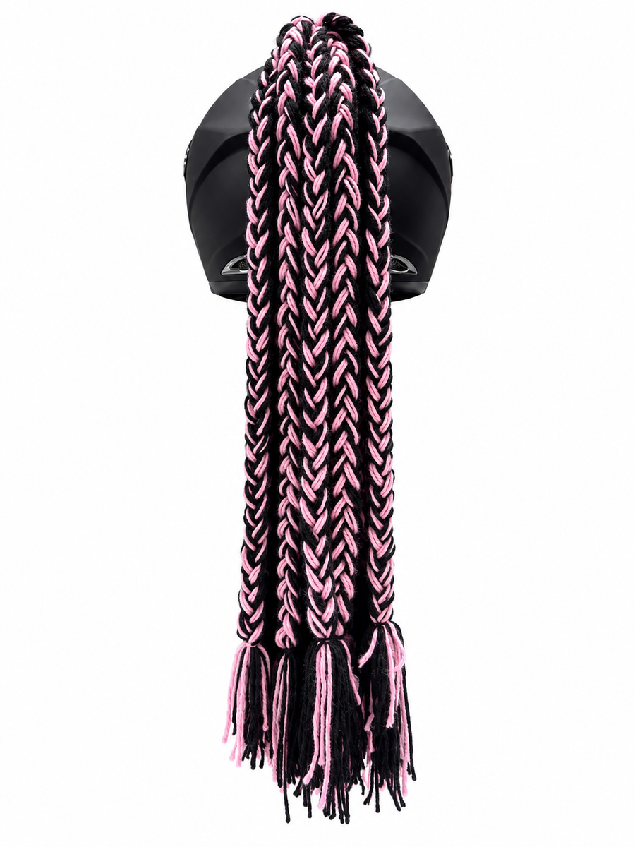 TRENZA DE LANA ROSA PALO CON NEGRO