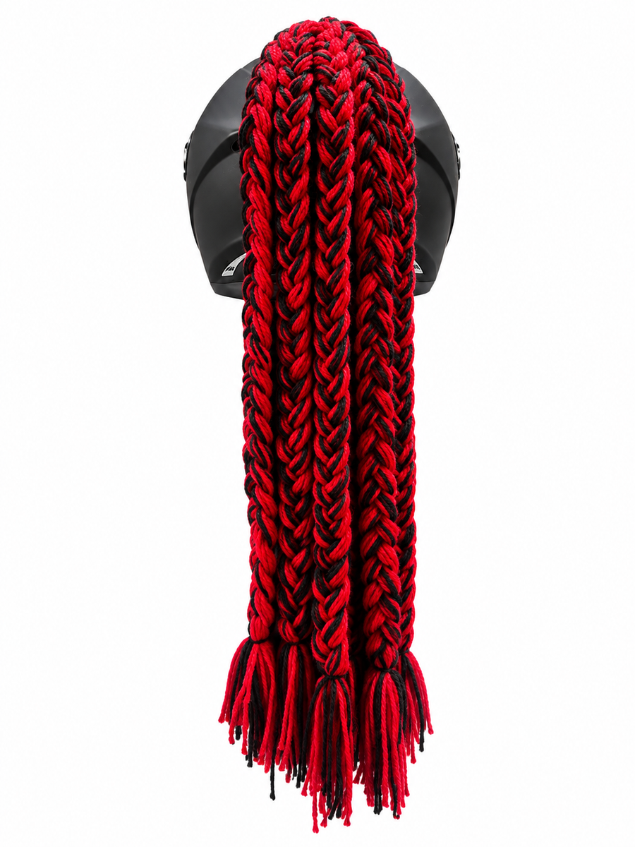 TRENZA DE LANA ROJO NEGRO