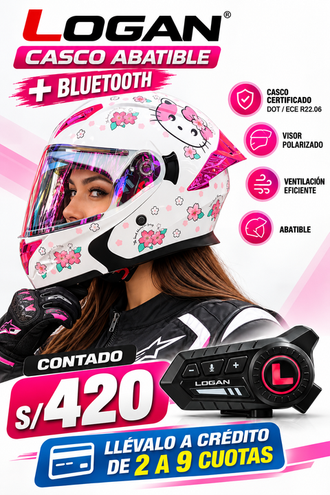 CASCO LOGAN HELLO KITY ABATIBLE+BLUETOOTH