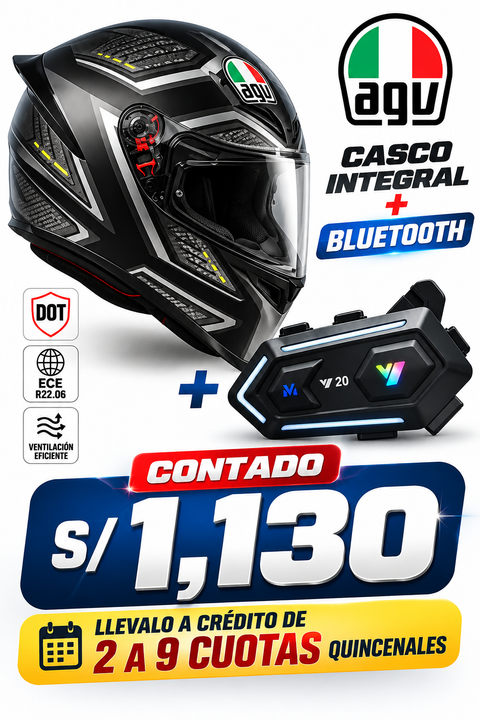 CASCO INTEGRAL AGV+BUETOOTH