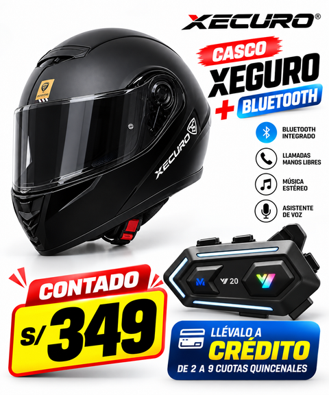 CASCO XEGURO ABATIBLE DOBLE VISOR+BLUETOOTH