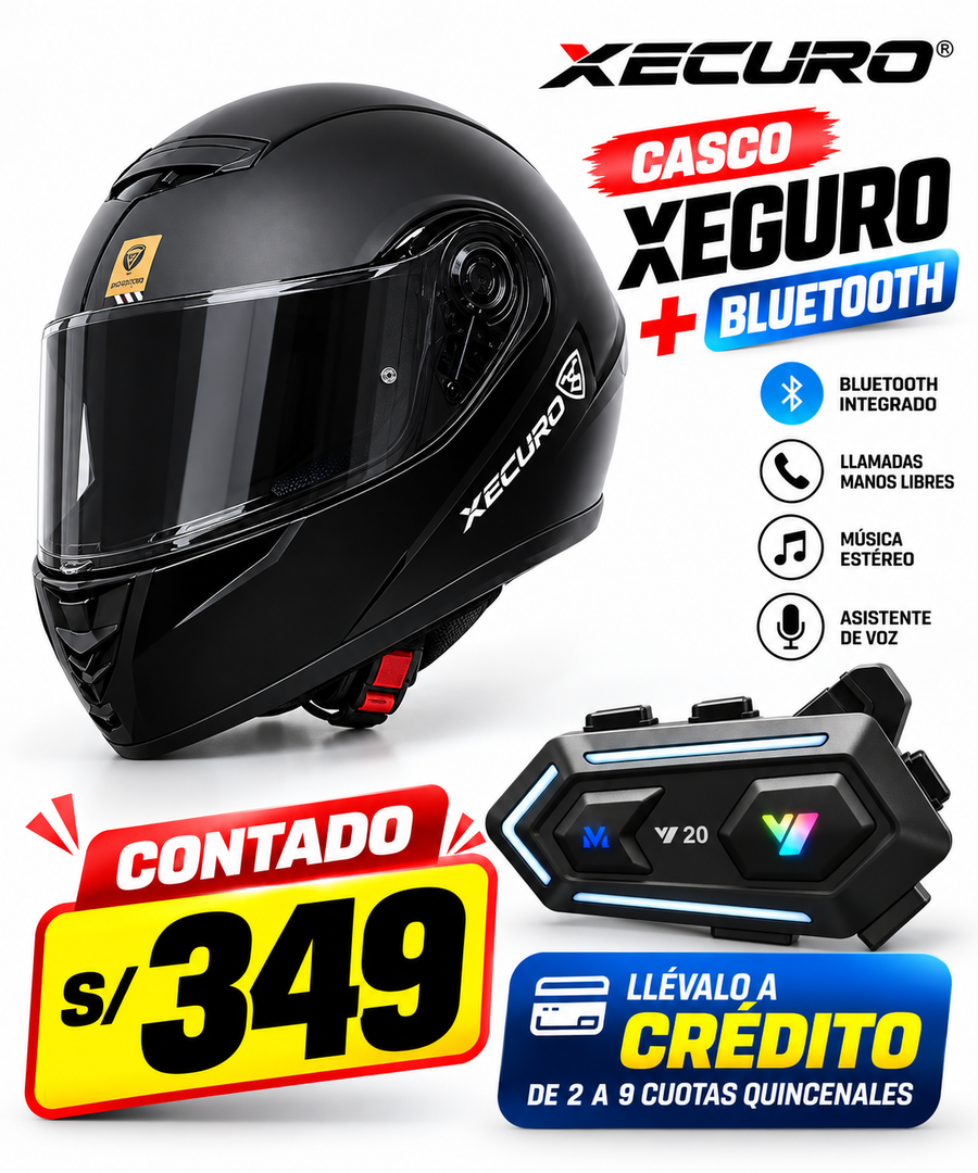 CASCO XEGURO ABATIBLE DOBLE VISOR+BLUETOOTH