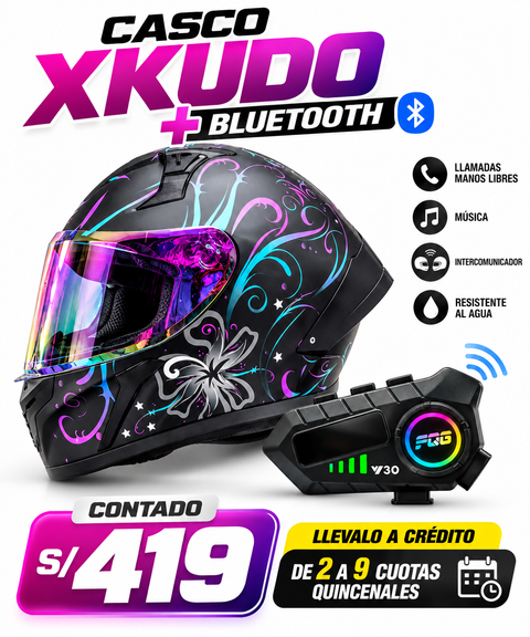 CASCO XKUDO 357 STELA PURPURA+BLUETOOTH