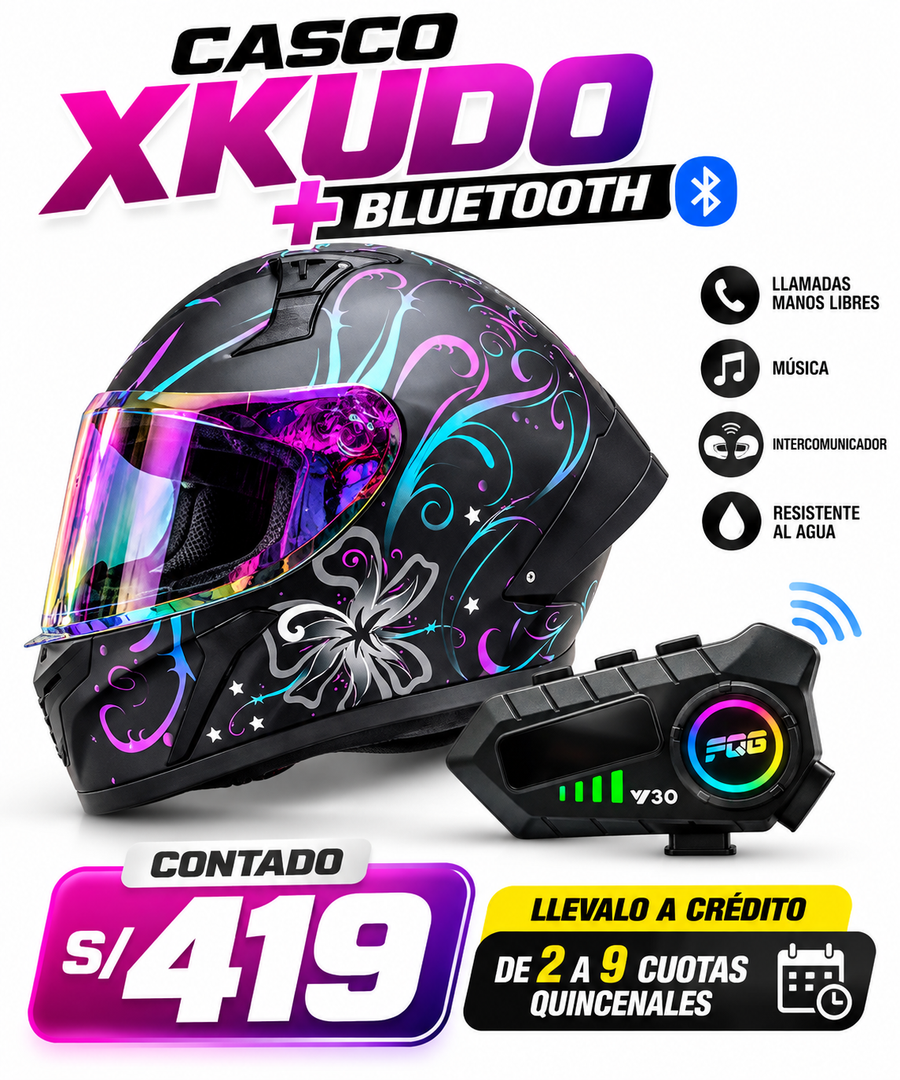 CASCO XKUDO 357 STELA PURPURA+BLUETOOTH