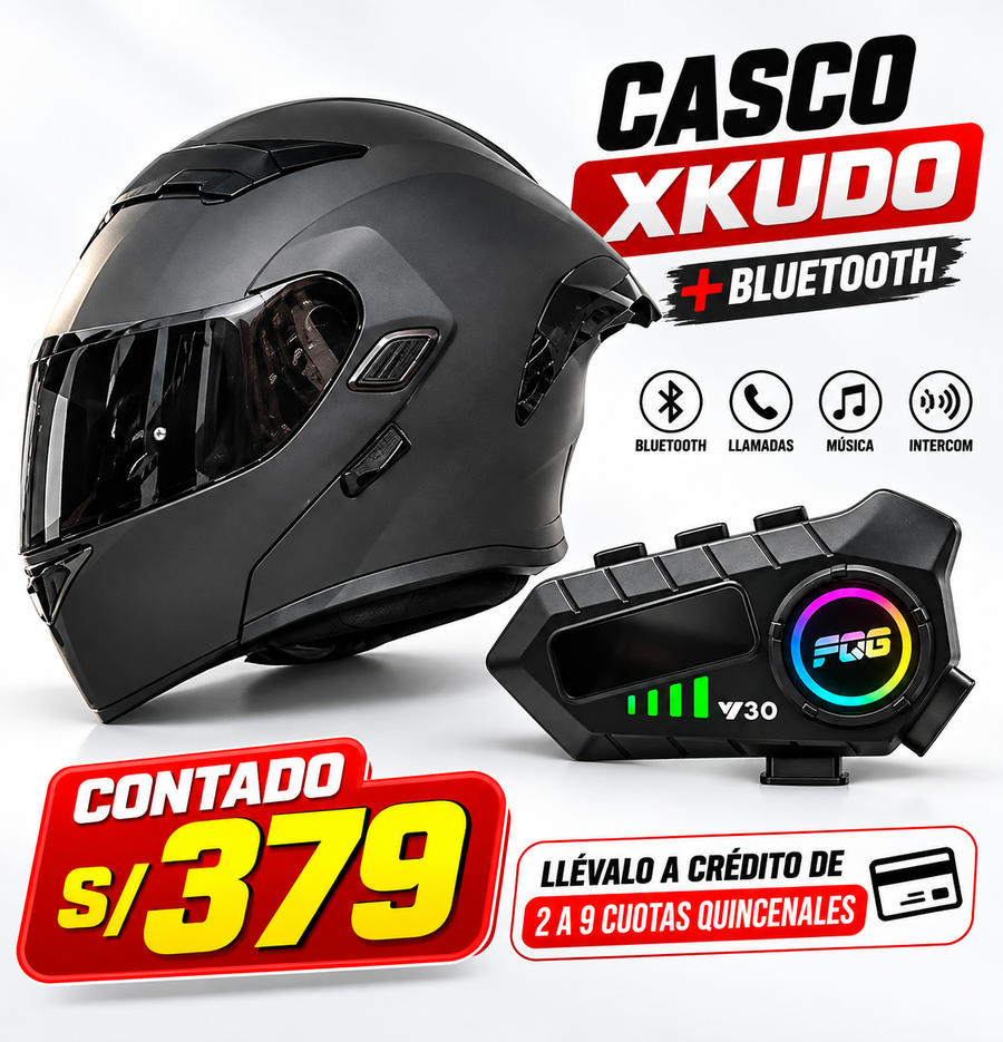 CASCO XKUDO 169 ABATIBLE NEGRO MATE+BLUETOOTH