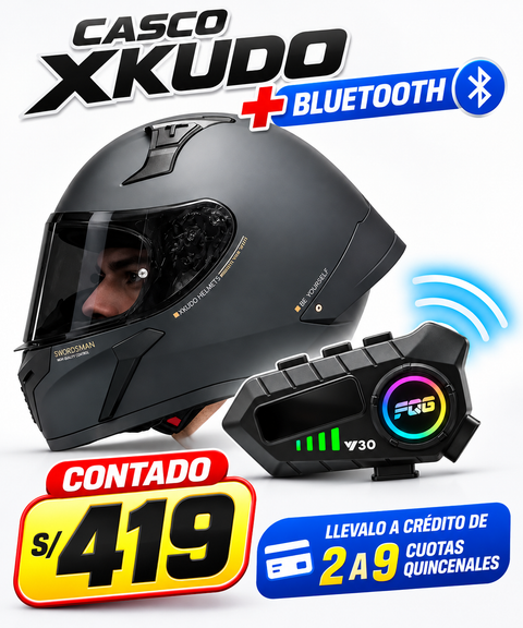 CASCO XKUDO 357 NEGRO MATE+BLUETOOTH