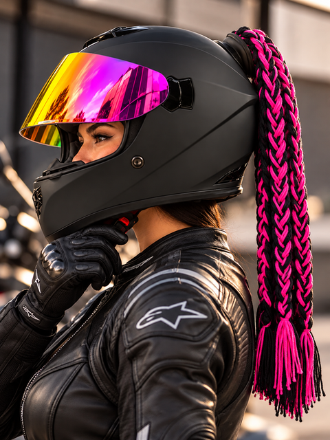 CASCO INTEGRAL HK2 NEGRO/ROSA+TRENZA