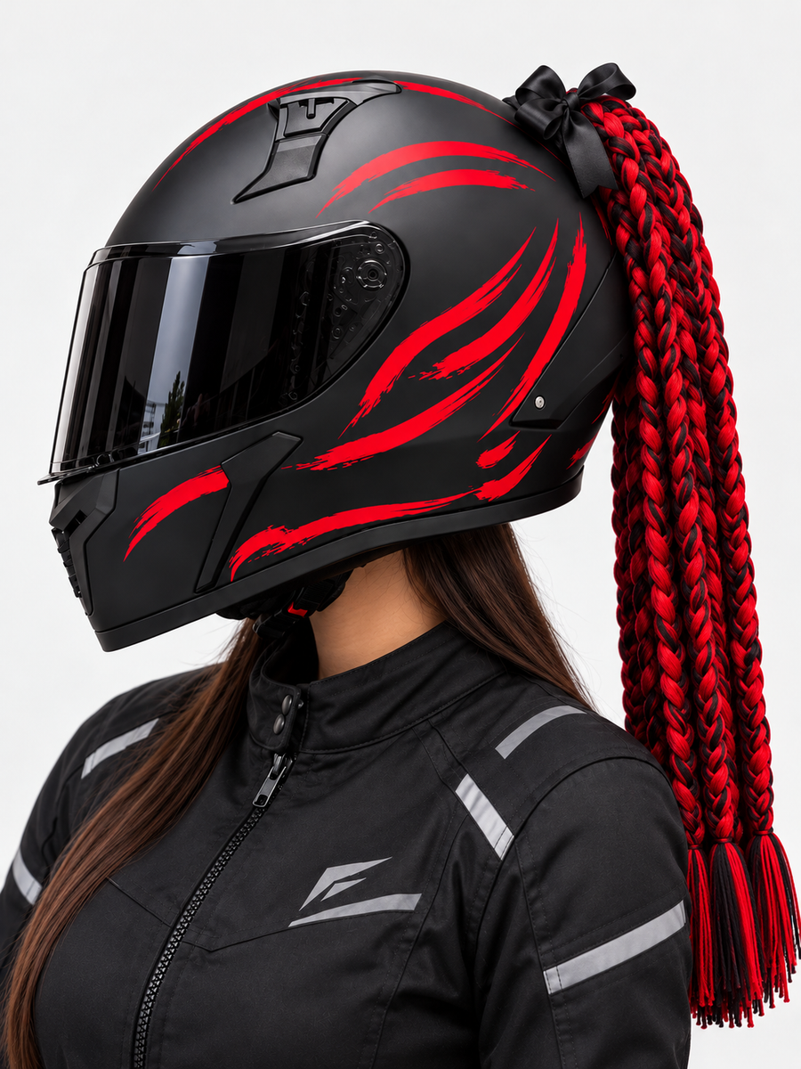 CASCO XKUDO 357 INTEGRAL KOAH NEGRO ROJO MATE+TRENZA